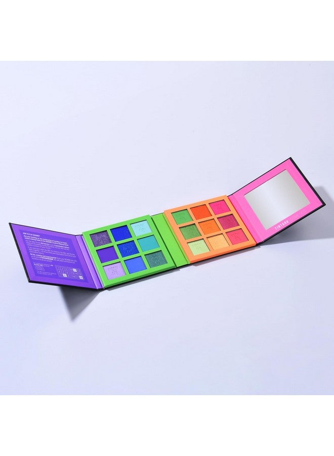 Neonme Eyeshadow Palette 18 Fluorescent Color Glowing Eyeshadows Rainbow Purple Blue Green Yellow Pink Eye Shadow Palettes For Fun Party Popular Eye Makeup Glitter Matte Shimmer