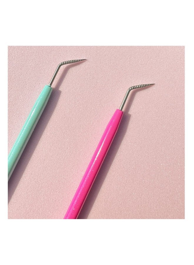 Metal Lash Lift Tool Set 2 Pcs Upgrade Eyelash Separate Tools With Groove Like Y Brush Lash Comb Mini Size For Females Small Hand Popular Eyelash Lifting Stick Pink + Bluereusable 1000 Usage