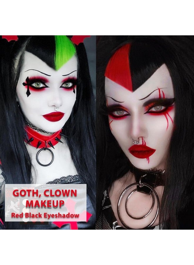 Black Red Eyeshadow Palette Goth Clown Halloween Makeup White Silver Glitter Metallic Red Black Eyeshadow Palette Highly Pigmented Joker Vampire Christmas True Red Smoky Eye Makeup