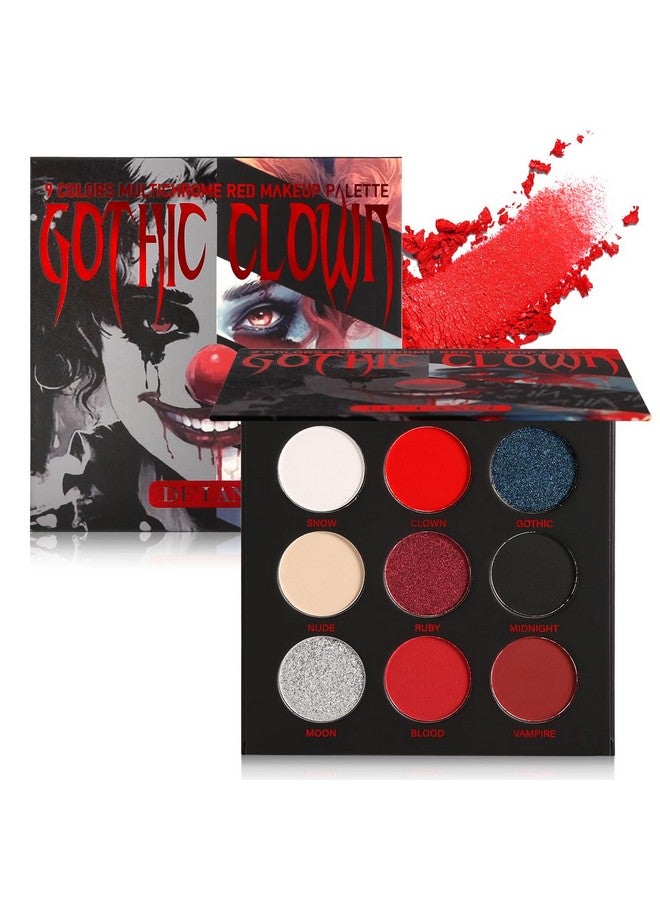 Black Red Eyeshadow Palette Goth Clown Halloween Makeup White Silver Glitter Metallic Red Black Eyeshadow Palette Highly Pigmented Joker Vampire Christmas True Red Smoky Eye Makeup