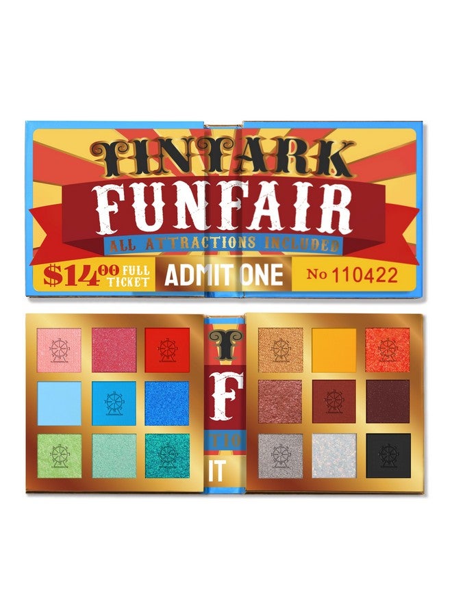 18 Color Funfair Eyeshadow Palette Carnival Party Eyeshadows Gold Slivery Black White Yellow Orange Brown Bronzer Red Blue Purple Green Eye Shadow Palettes Glitter Matte Shimmer