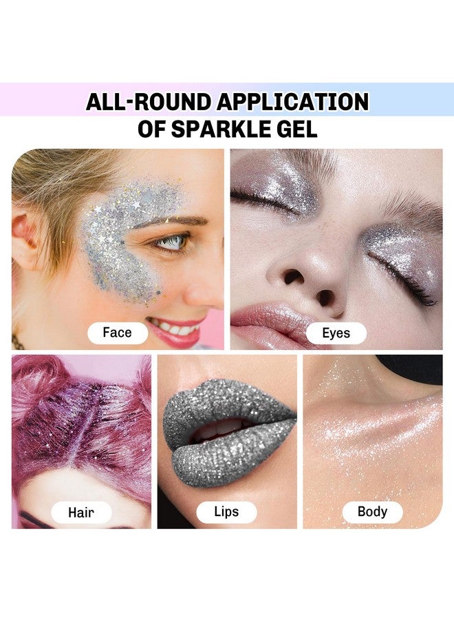 Colourful Glitter Eyeshadow Intense Pigmented Glitter Cream For Face&Body Quickdrying Sparkling Eye Cosmetic For Festival And Party