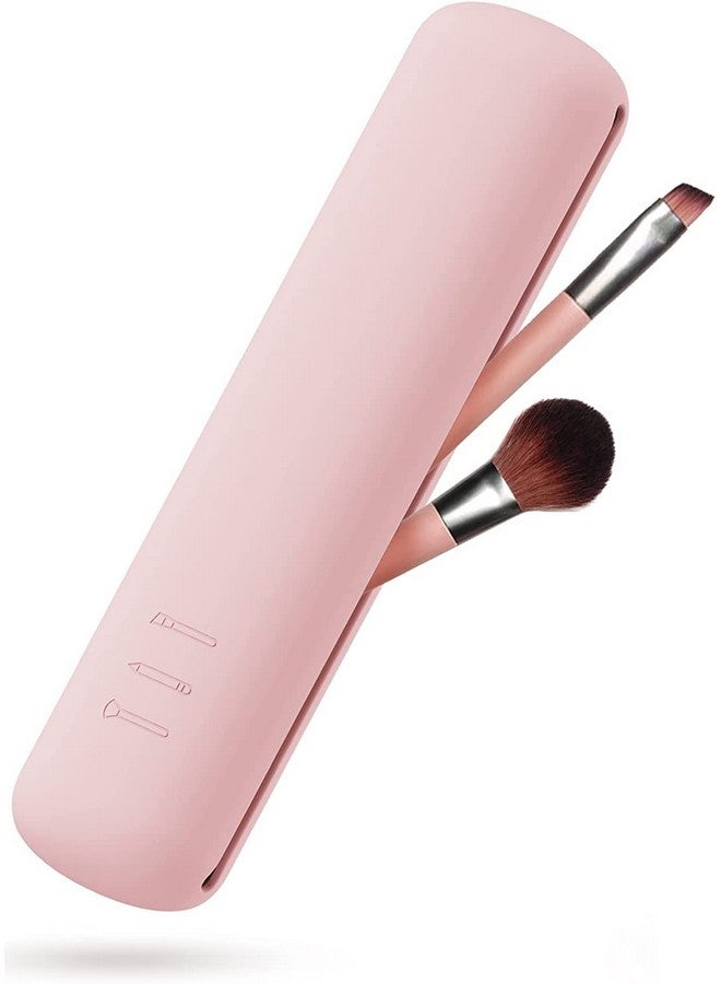 Travel Makeup Brush Holder Portable Silicone Case Ecofriendly For Business Makeup Brush Organizer Soft Feel Nice And Stylish Box For Gifts (Pink)