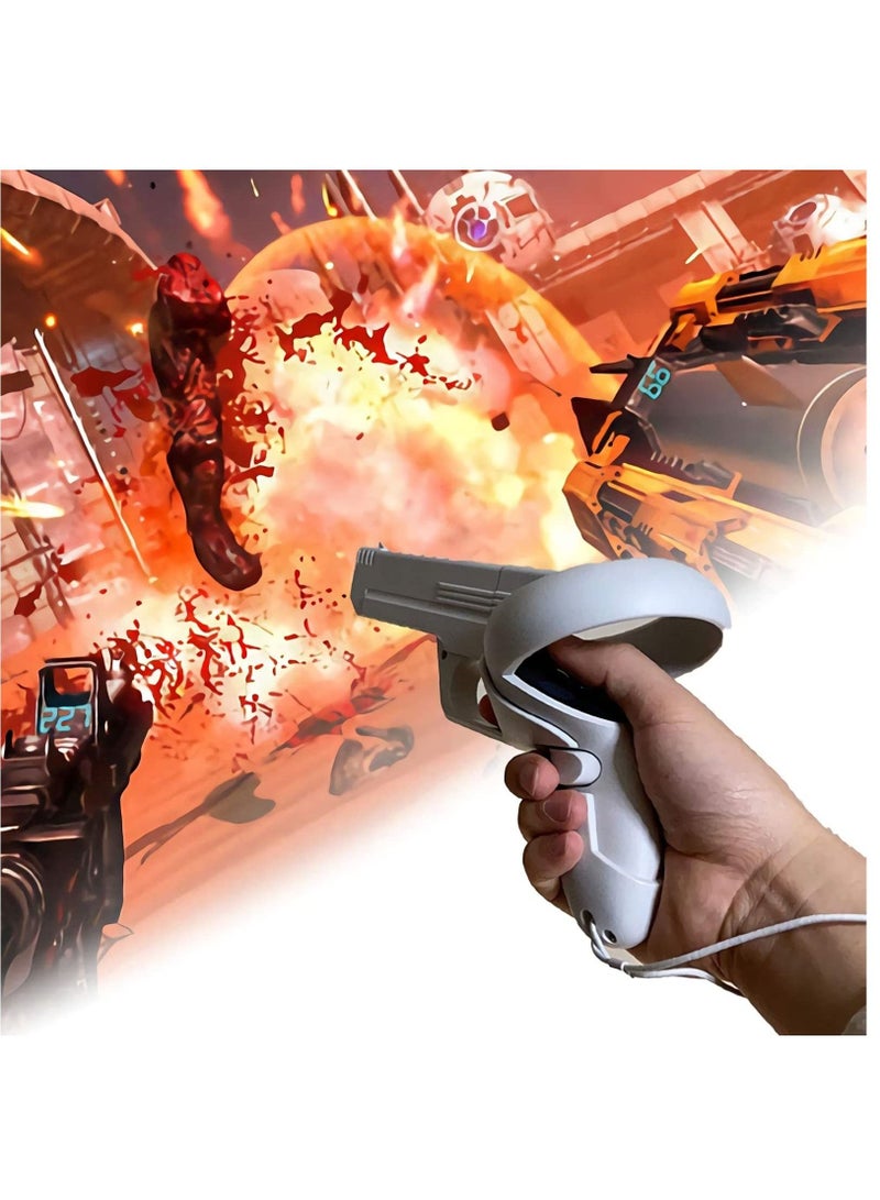 VR Gamepad Compatible with Meta/Oculus Quest 2 Controllers, Grips Accessories VR Gamepad Handle Enhanced FPS Gaming Shooting Experience with Quest 2 Controller, Immersion enhanced interaction.