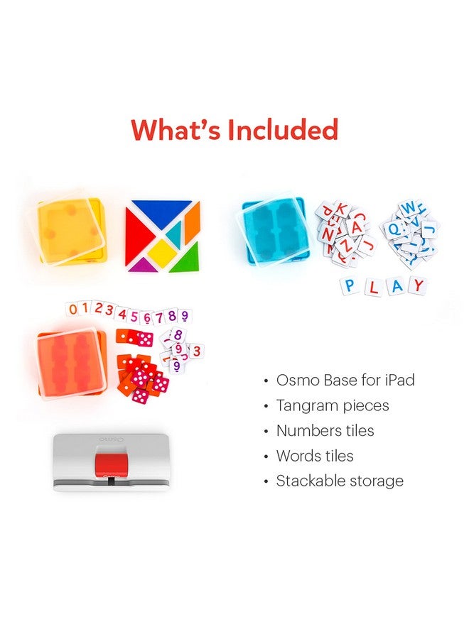 Osmo Genius Starter Kit For Ipad & Iphone 5 Educational Learning Games Ages 610 Math Spelling Creativity & More Stem Toy Gifts For Kids Boy & Girl Ages 6 7 8 9 10 (Osmo Base Included)