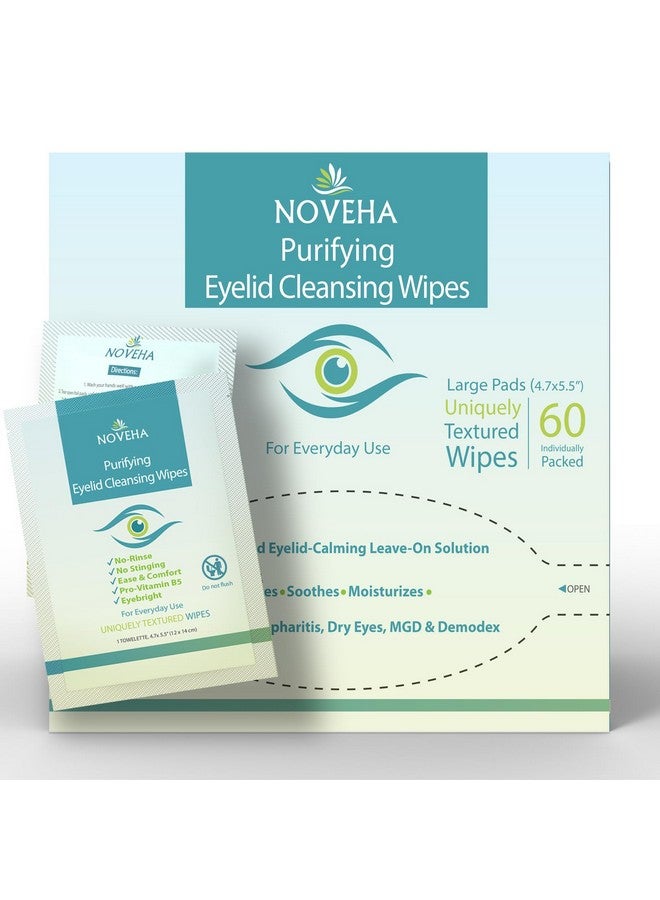 Eyelid & Lash Wipes For Itchy Dry Eyes Styes & Blepharitis Demodex Lid And Lash Cleansing Wipes Hypoallergenic & Soothing For Sensitive Eyes Pack Of 60