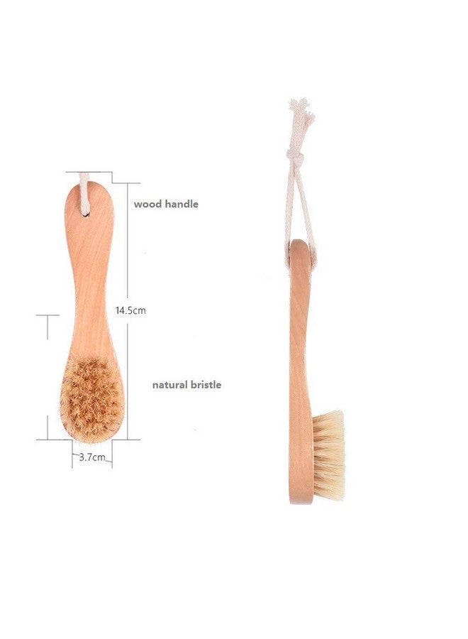 Natural Bristles Wooden Face Cleaning Brush Wood Handle Facial Cleanser Nose Scubber Exfoliating Facial Skin Care Pack Of 2