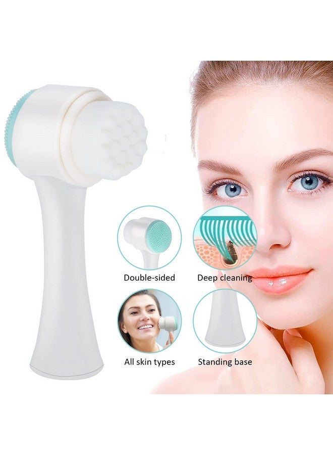 Face Brushmanual Facial Cleansing Double Side Skin Care Facial Cleaning Brush Silicone Facial Scrubber Manual Dual Face Wash Brush For Gentle And Deep Facial Cleansing