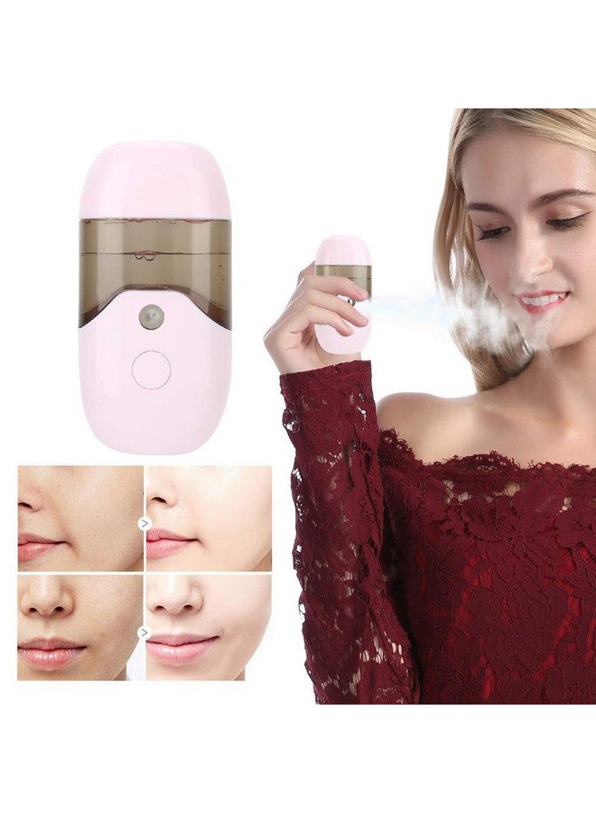 50Ml Nano Facial Mistermini Portable Handheld Face Steamer Usb Nano Facial Spray Face Makeup Beauty Sprayer Machine Cleaning Pores For Facial Hydrating For Skin Care Office And Travel(Pink)