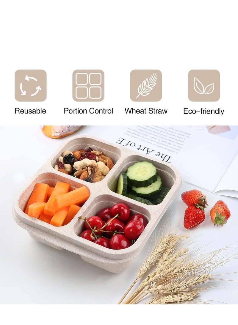 4 Pack Snack Containers for Kids Adults, 4 Compartment Bento Snack Box, Reusable Meal Prep Lunch Containers with Compartment, Divided Small Snack Containers Bento Box for Travel Work