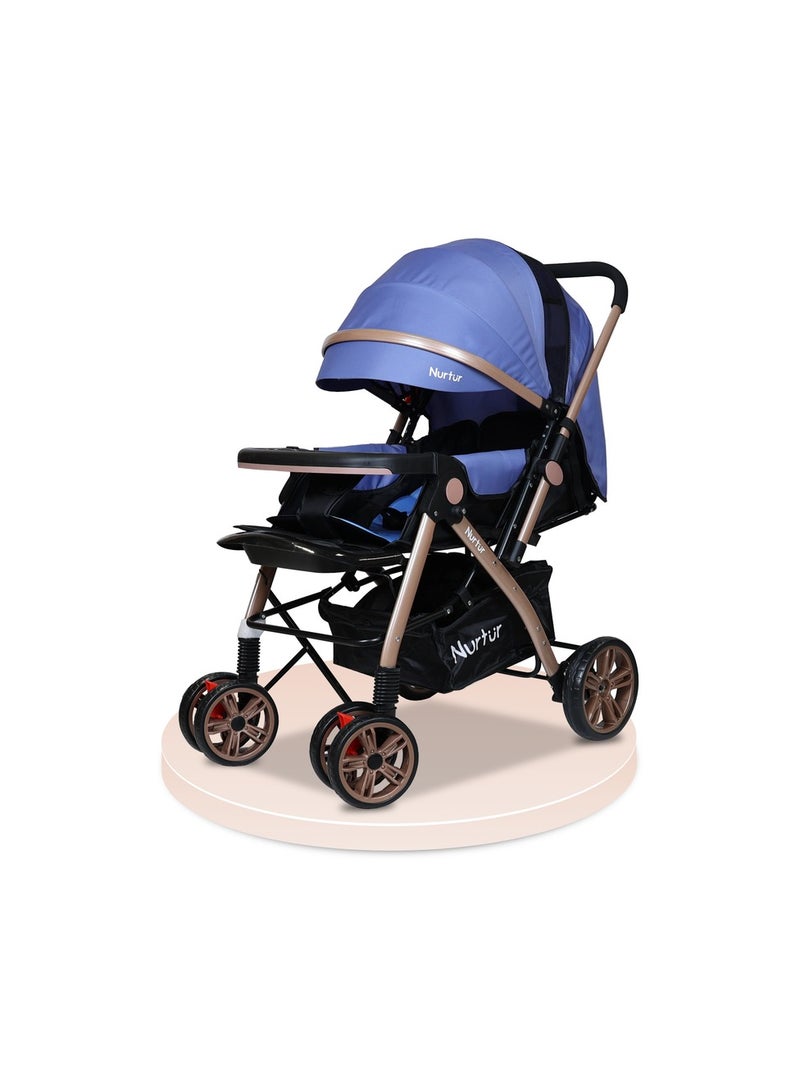 Nurtur Wilder Baby/Kids Travel Stroller 0 3 years, Storage Basket, Detachable Food Tray, 5 Point Safety Harness, Adjustable Backrest, Reversible Handle,