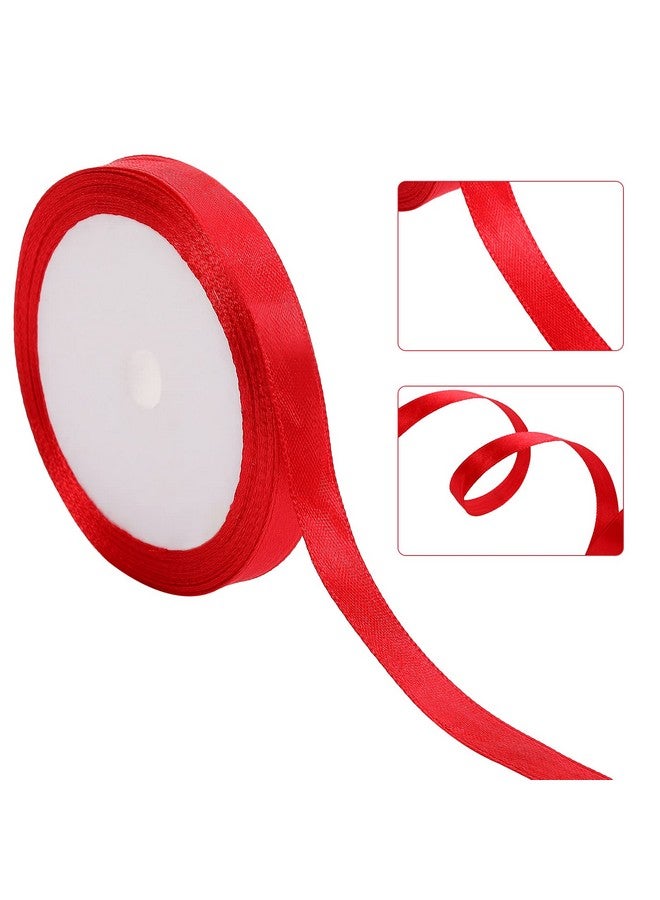 40 Yard Bulk Valentine'S Day Gift Satin Ribbon Rolls Colorful Solid Fabric Ribbon For Wrapping Bouquet Wedding Baby Shower Birthday Party Decor(White Pink Red Rose Red 3/8 Inch)