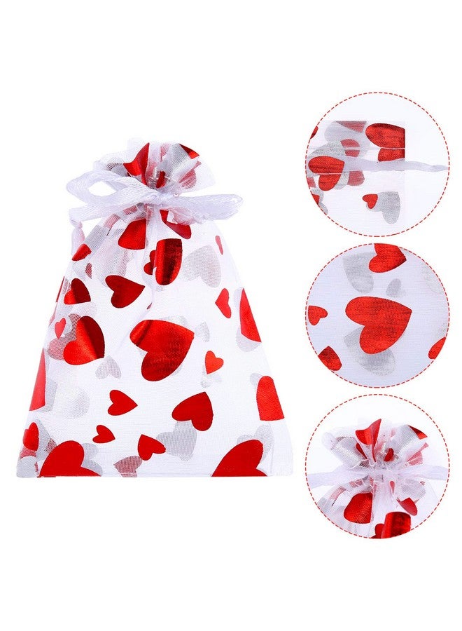 80 Pieces Heart Candy Bags Organza Jewelry Pouches 10 X 8 Cm Pouch Drawstring Bags For Jewelry Packaging Valentine'S Day Wedding Festival Party Supply