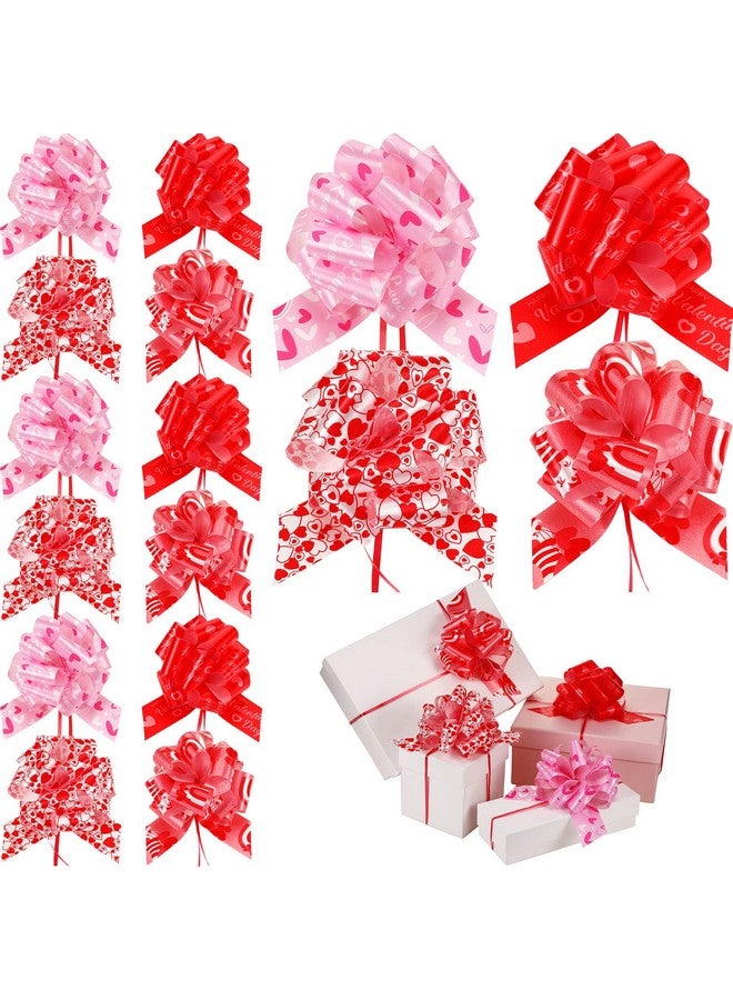 20 Pack Valentine Gift Wrapping Bows Valentine'S Day Gift Wrap Ribbon Pull Bows Heart Gift Bows Ribbon Pull Red Bows Wrapping Accessory For Presents Baskets Wine Bottles Decoration