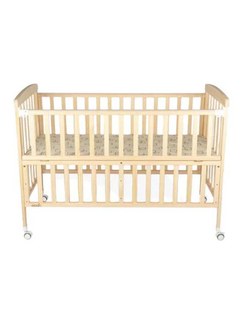 Portable, Durable, Decay Resistant, Foldable Baby Wooden Crib With 3 Adjustable Heights, 129 X 69 X 96 CM, 0 To 4 Years