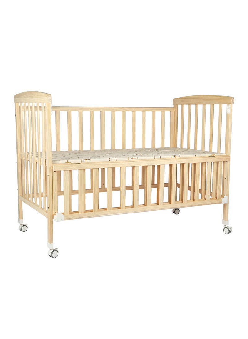 Portable, Durable, Decay Resistant, Foldable Baby Wooden Crib With 3 Adjustable Heights, 129 X 69 X 96 CM, 0 To 4 Years