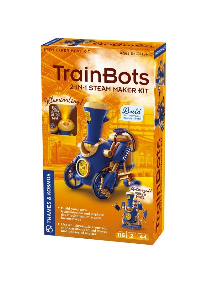 Trainbots 2In1 Steam Maker Kit Build 2 Steampunk Robots Wled Lights Explore Robots & Engineering Includes Ultrasonic Atomizer Ages 8+ With Help; 12+ For Independent Play