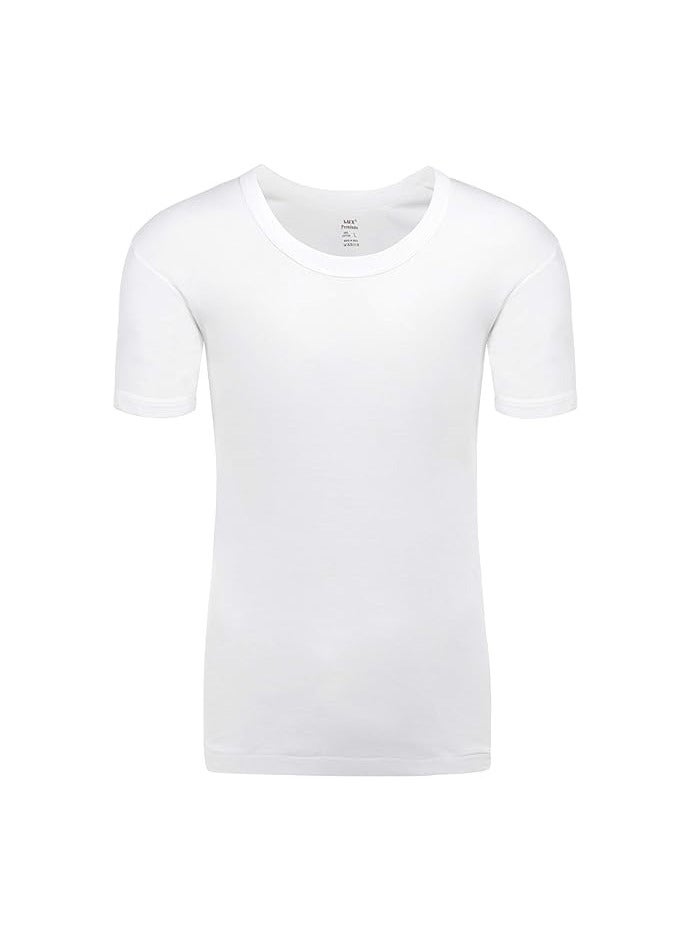 LUX Premium Men's Round Neck T-Shirt – [Pack of 6] White, Super Combed Pure Cotton T-Shirt for Men, Comfortable Fit, Breathable Fabric, Machine Washable, Close-To-Body Fit, Lightweight