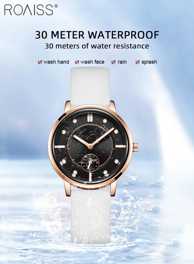 Silicone Strap Quartz Watches for Women, Analog Display Round Dial with Small Independent Seconds Dial, Fashionable Luminous Waterproof Wristwatch as Gift for Ladies