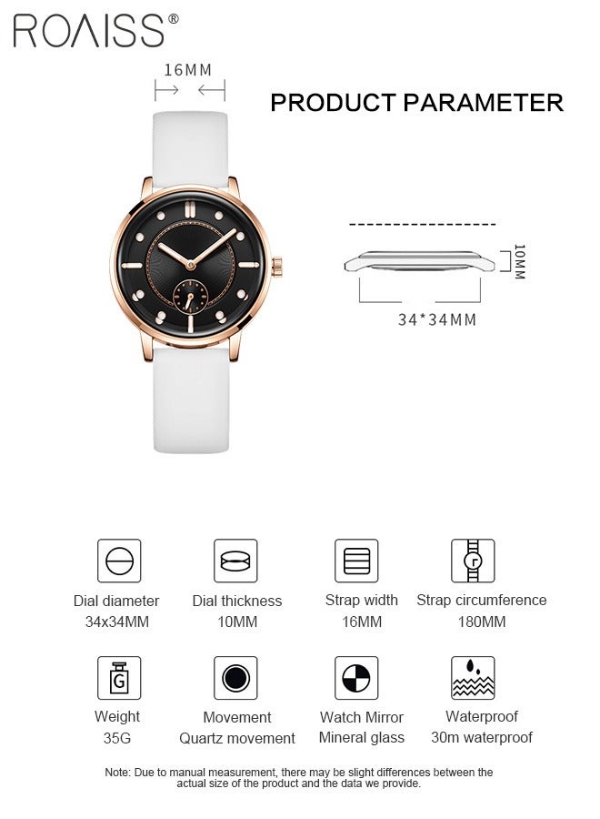 Silicone Strap Quartz Watches for Women, Analog Display Round Dial with Small Independent Seconds Dial, Fashionable Luminous Waterproof Wristwatch as Gift for Ladies