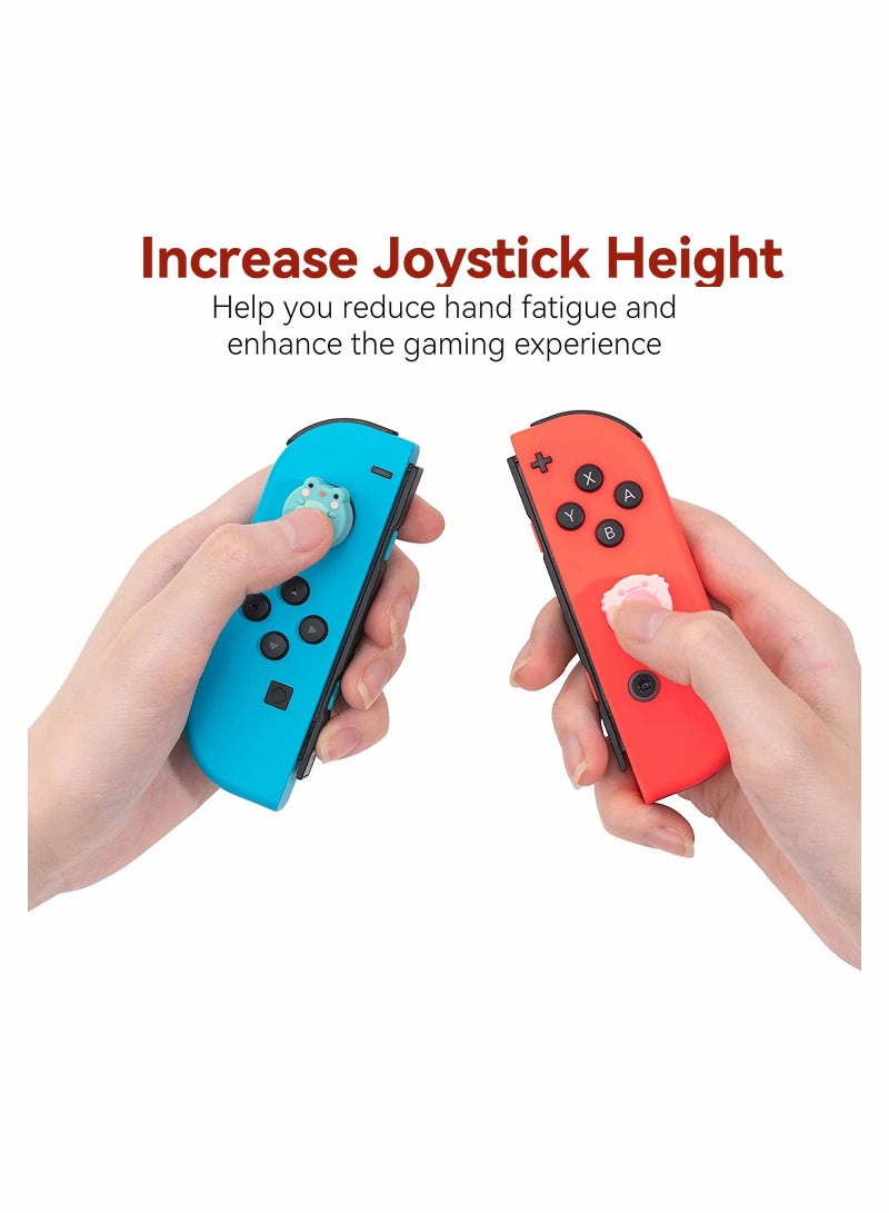 Cute Switch Thumb Grip Caps Compatible with OLED Lite Console Animal Theme Soft Anti-slip Silicone Analog Stick Button Cover for Joy Con Controller 4PCS Joystick Cap