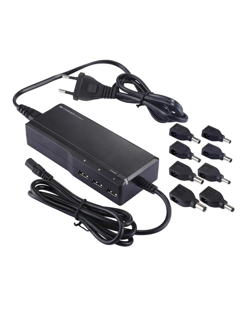 90W Universal Laptop Notebook AC/DC Power Adapter with 3 USB Ports & 8 PCS Tip Connectors, Compatible with All types of Laptops.AC 100-240V