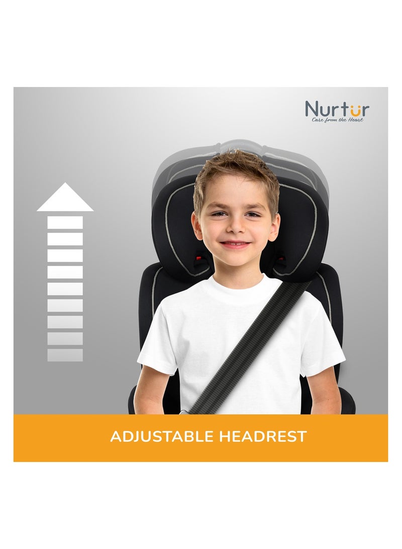 Nurtur Ragnar Baby/Kids 3-in-1 Car Seat + Booster - Adjustable Headrest Extra Protection 5-Point Safety Harness 9 months to 12 years,