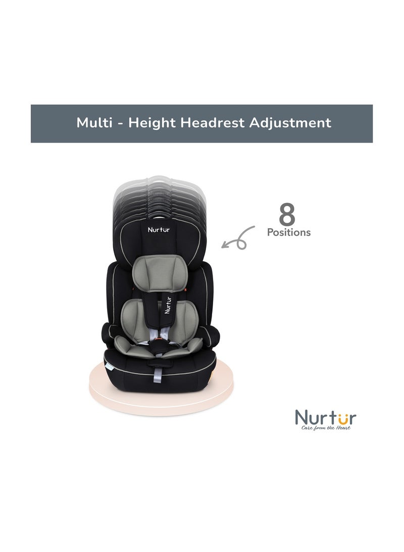 Nurtur Ragnar Baby/Kids 3-in-1 Car Seat + Booster - Adjustable Headrest Extra Protection 5-Point Safety Harness 9 months to 12 years,
