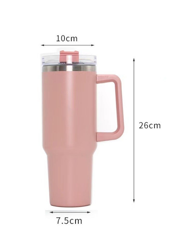 Stainless Steel Vacuum Insulated Tumbler With 5 Piece Silicone Straw Covers Cap 10Mm Cute Flower Toppers For Tumblers Lid And Water Iced Tea Or Coffee (40Oz)