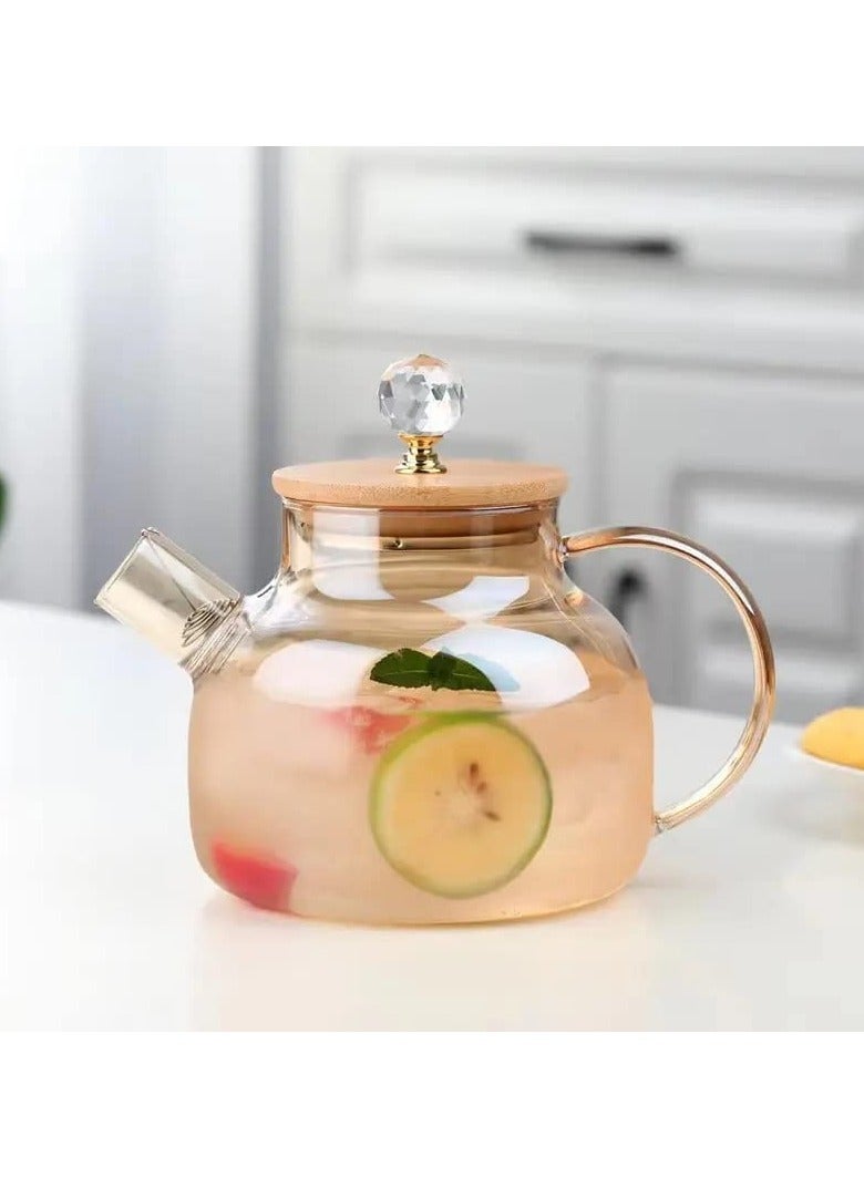 Glass Teapot Water Kettle 1000ML for Ice/hot Tea Coffee Juice Maker Luxury Design