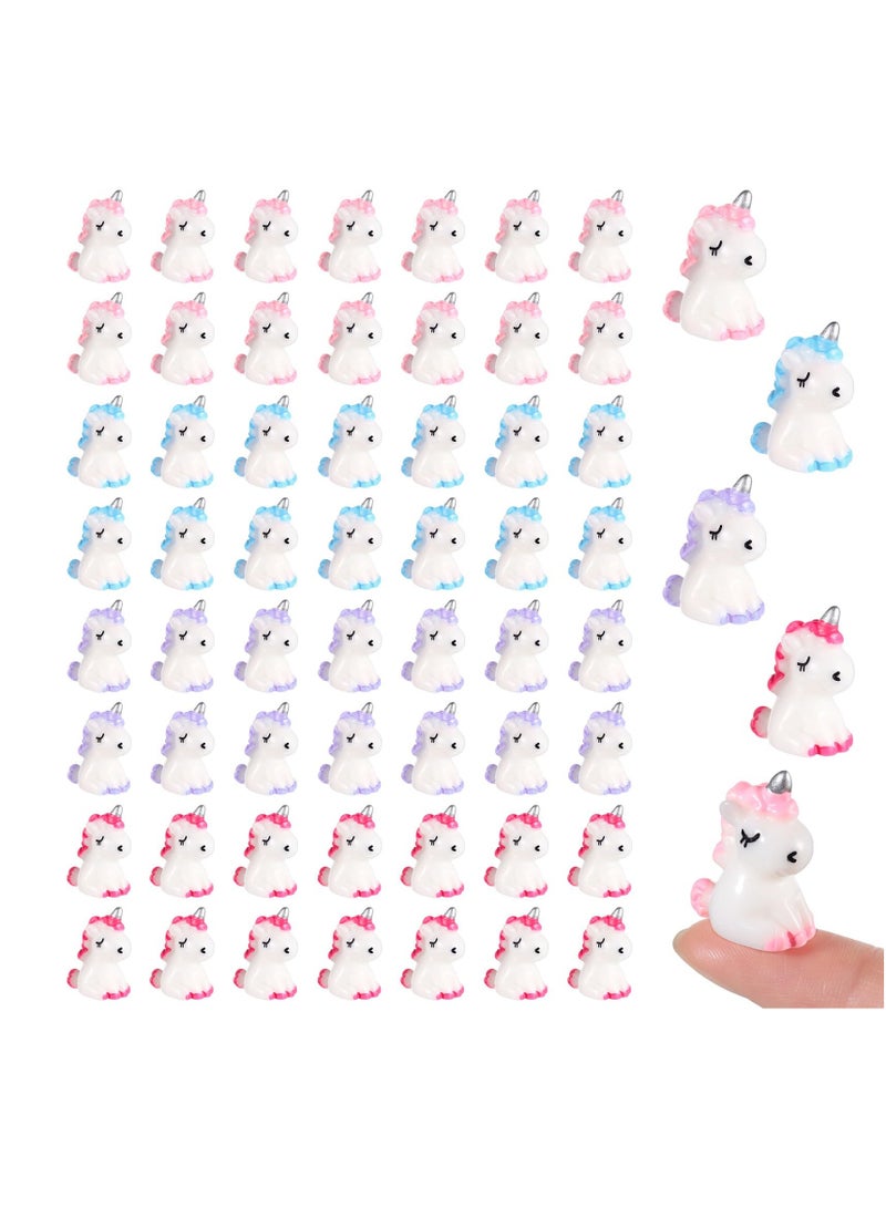 Micro Unicorn Miniature Figurines, 60 Pcs Garden Moss Landscape Mini Resin Animals Unicorn Cake Topper DIY Terrarium Crafts Ornament Accessories for Home Dollhouse Decoration, 4 Colors