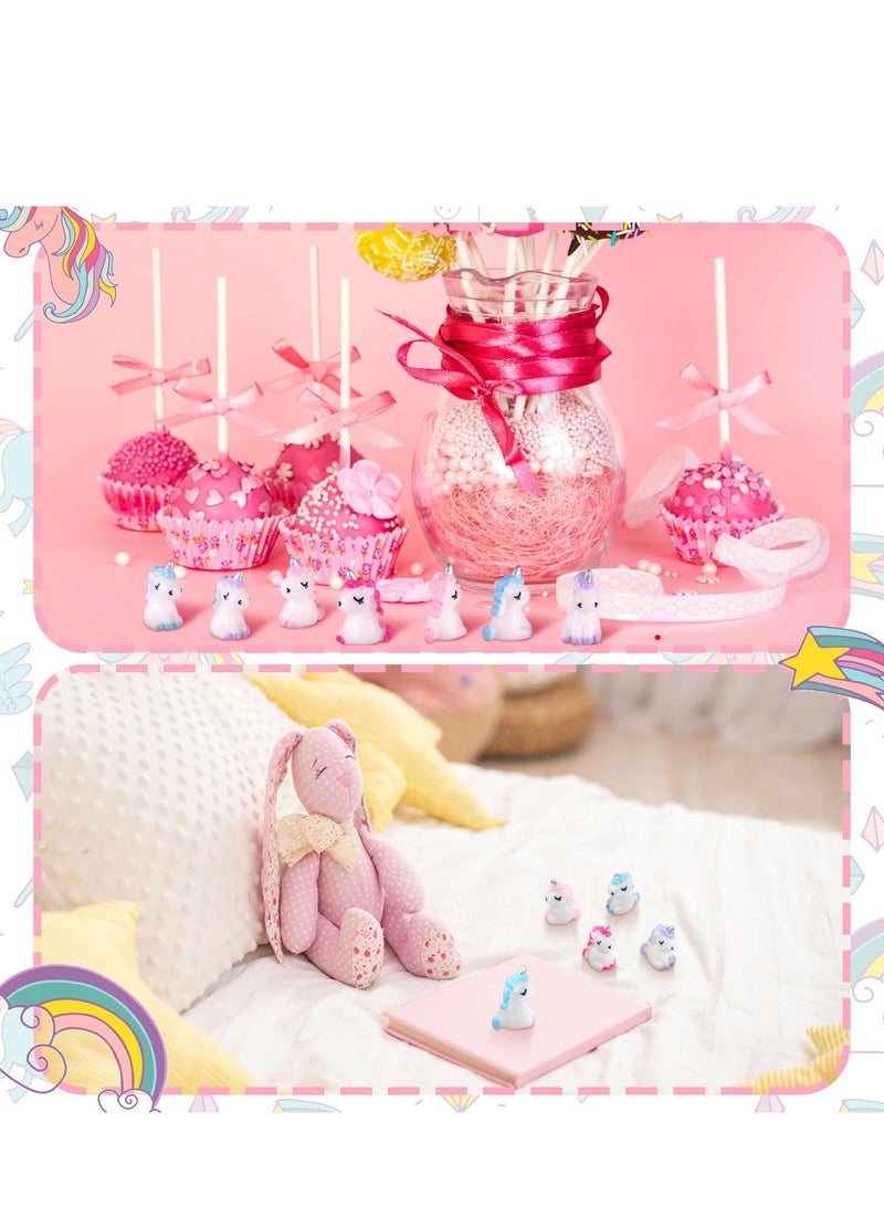 Micro Unicorn Miniature Figurines, 60 Pcs Garden Moss Landscape Mini Resin Animals Unicorn Cake Topper DIY Terrarium Crafts Ornament Accessories for Home Dollhouse Decoration, 4 Colors