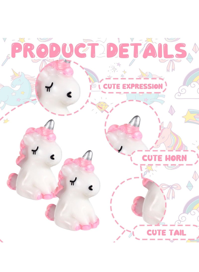 Micro Unicorn Miniature Figurines, 60 Pcs Garden Moss Landscape Mini Resin Animals Unicorn Cake Topper DIY Terrarium Crafts Ornament Accessories for Home Dollhouse Decoration, 4 Colors