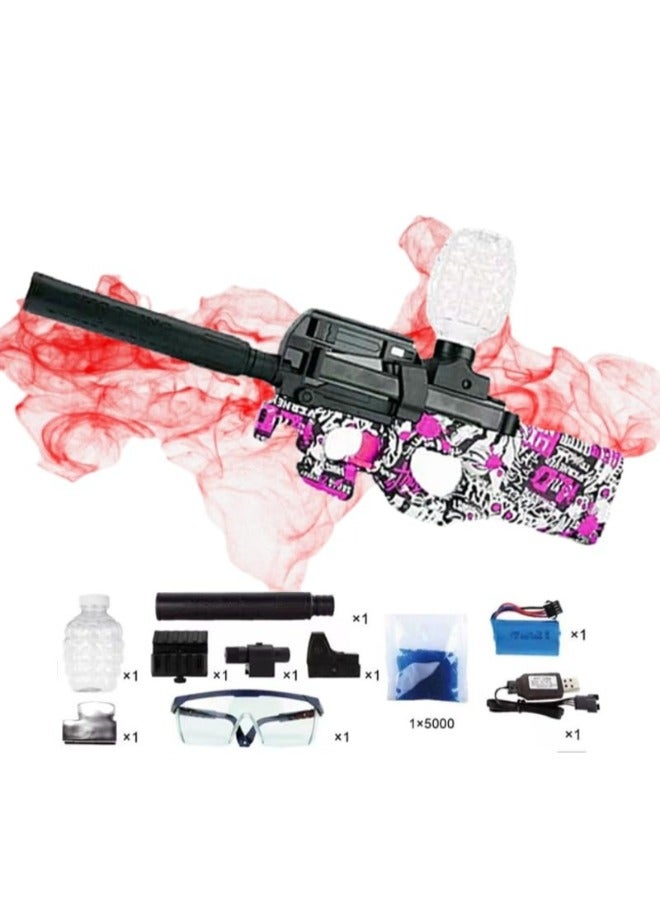 Electrical Gel Blaster P90 Toy Gun, Splatter Ball Blaster Rechargeable Shooting Game Toy for Boys, Toys for Outdoor Activities ( Cherry Pink )