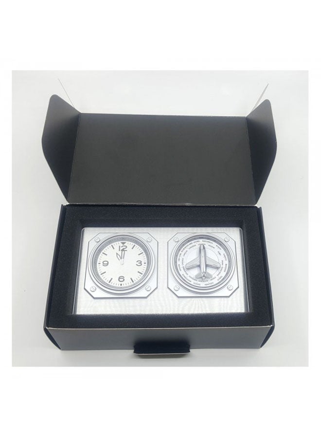 GMT World Timer With Turning Plane Sliver 17x10cm