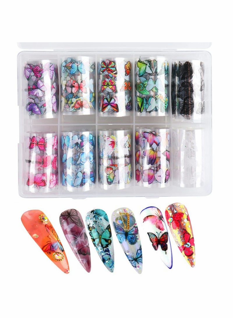Butterfly Nail Art Stickers, Decals 3D Self-Adhesive Nail Decals Butterfly Designs with Storage Box DIY Nail Decorations