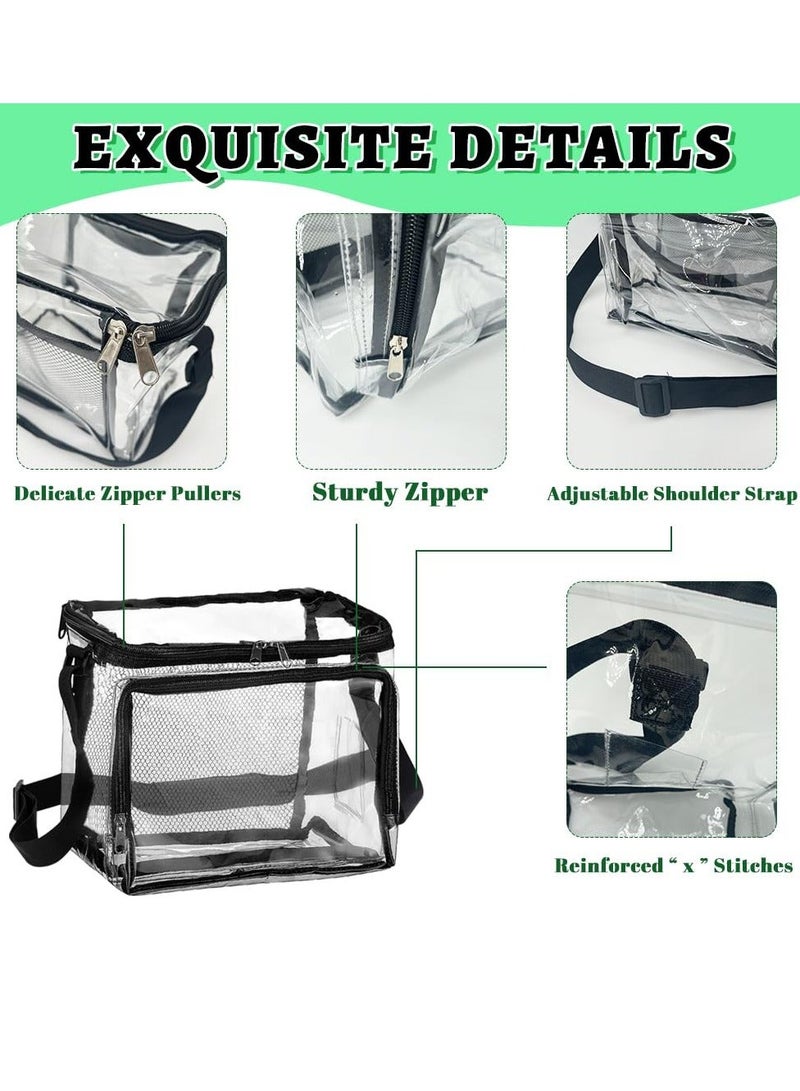 2 Pack Clear Lunch Bag, Clear Tote Bag with Adjustment Shouder Strap, Plastic See Through Stadium Bag for Women and Men, Work, School, Picnic, Travel (12.4x10.5x2.1 in)