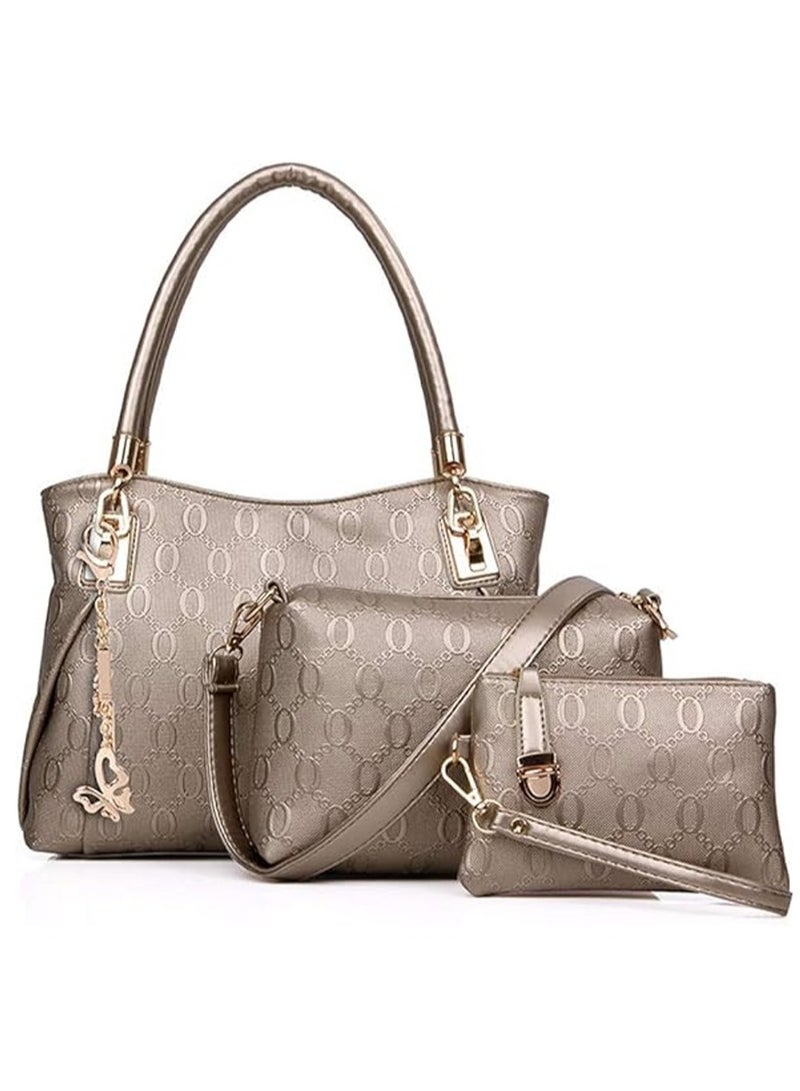 Women Handbag Purses Set Pattern Shoulder Bag Crossbody Wallet PU Leather Tote Bag 3PCS Set