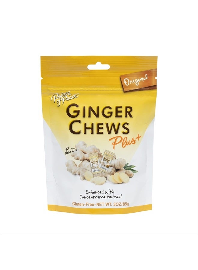 Ginger Chew Plus+ Original, 3 oz. Bag – Digestive Aid, Relief, Healthy Candy, Stomach Aid