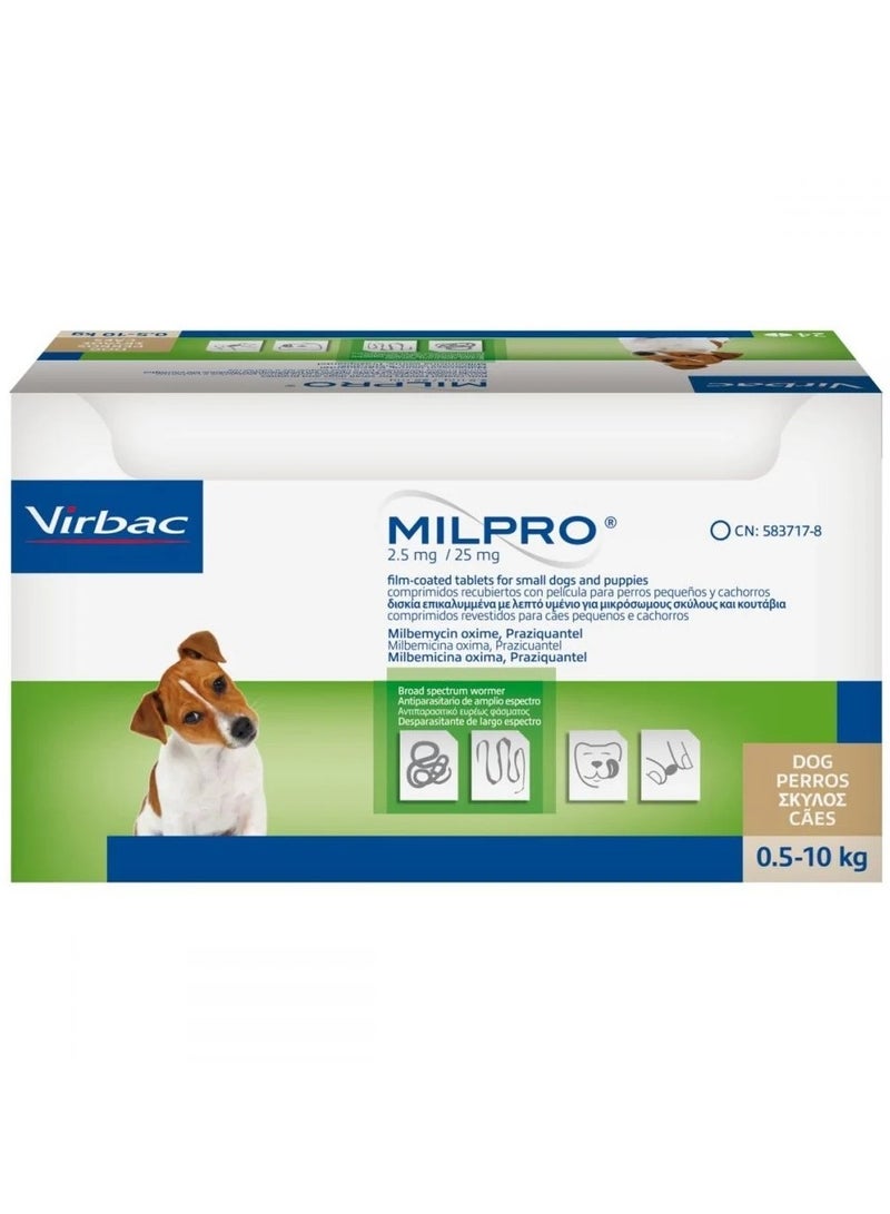 Virbac Milpro for Small Dogs and Puppies 2.5 mg/25 mg (.5-10kg)