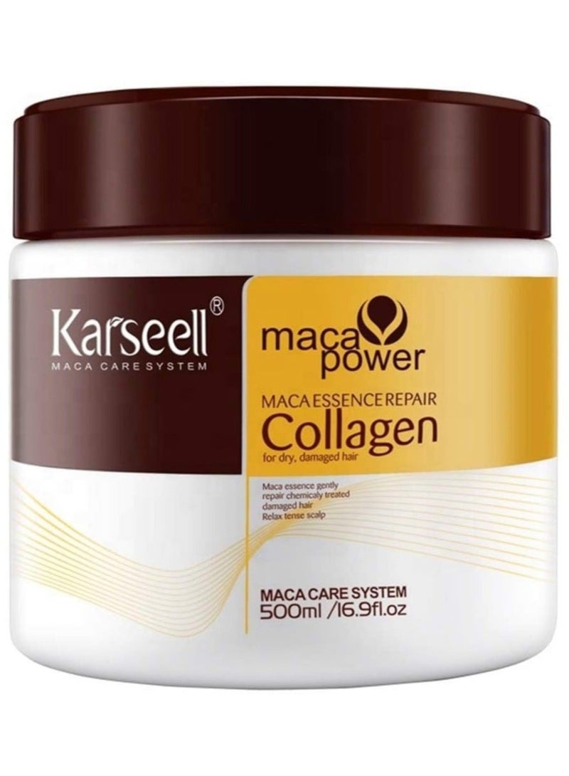 Karseell Collagen Maca Hair Treatment Deep Repair Conditioning Hair Mask Argan Oil Coconut Oil Essence for Dry Damaged Hair 16.90 Fl oz 500ml