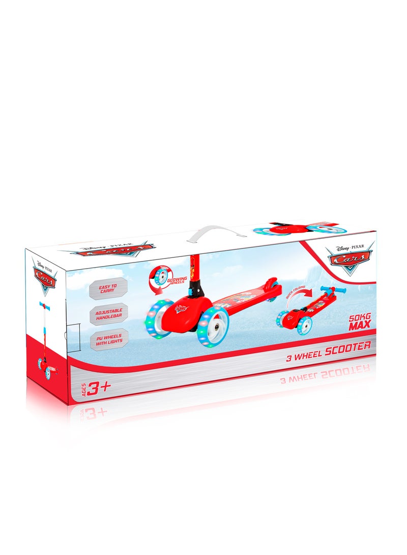 Spartan Disney Cars 3-Wheel Light Up Scooter for Kids with LED Lighted Wheels  and Adjustable Handlebars