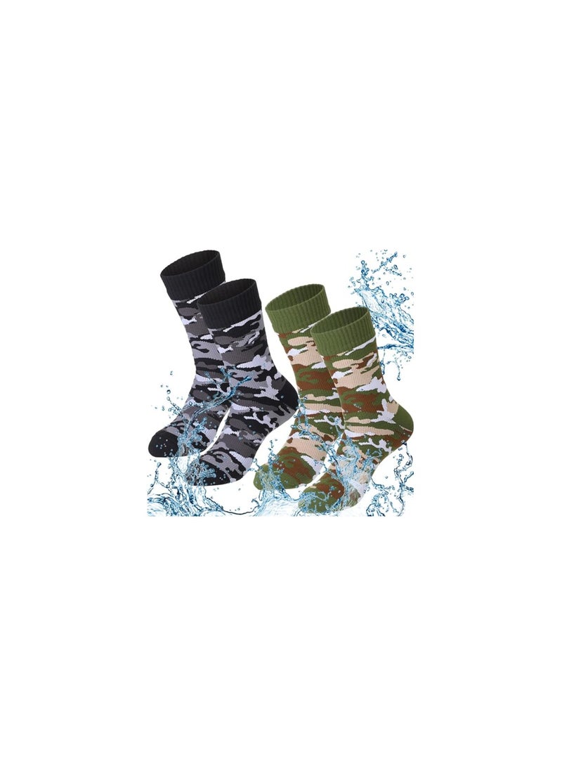 Waterproof Socks, 2 Pairs Unisex Waterproof Breathable Socks, Slim Waterproof Socks, Outdoor Camping Skiing Hiking Wading Fishing Cycling Golf Socks for Men Women(M)(40-42)
