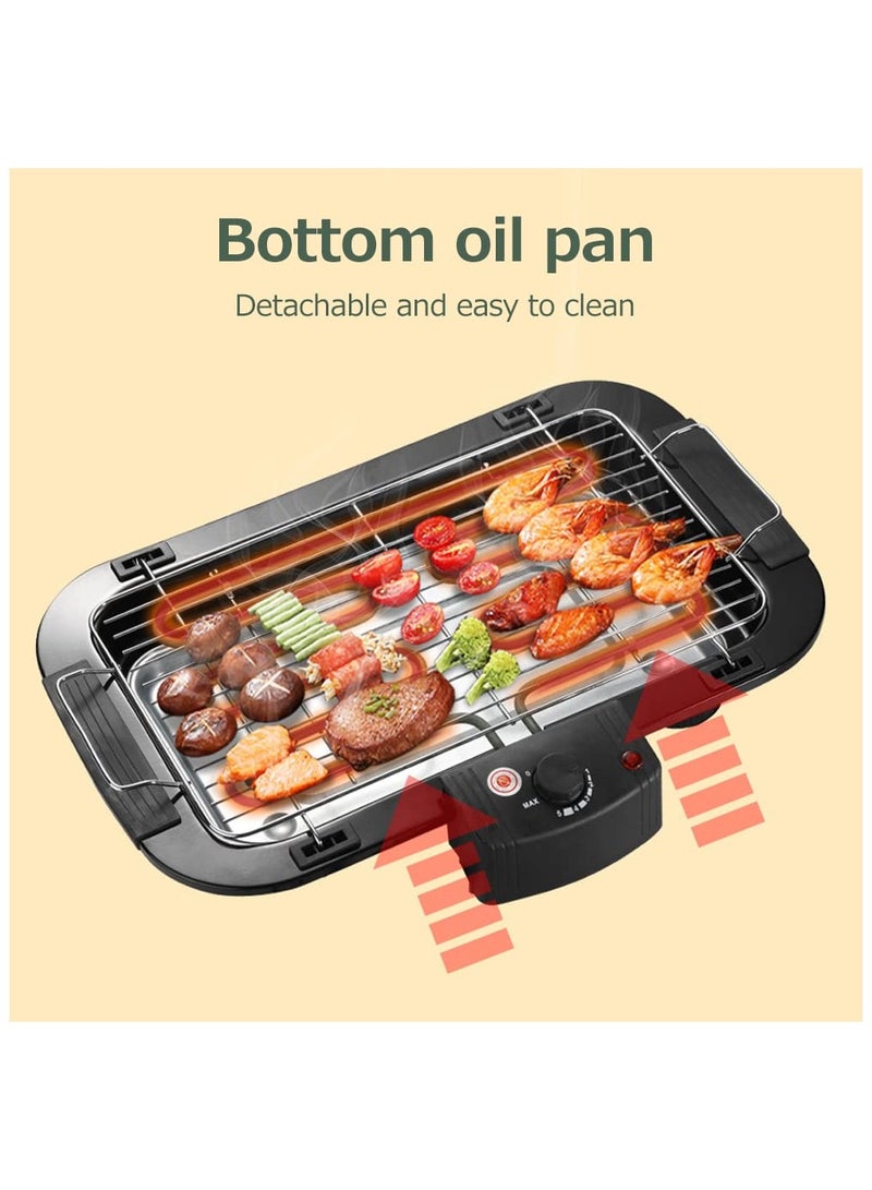 Electric Grill Pan, Grilling Machine, Multifunctional Grill Pan, Electric Frying Pan, Smokeless Non-Stick Frying Pan, Fried Fish Pan, Adjustable Tempe