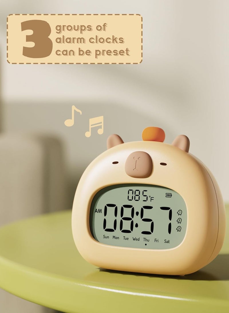 Capybara Alarm Clock for Kids, Ready to Rise Children's Sleep Trainer, Capybara Clock Dimming Night Light, OK to Wake Alarm Clock for Toddlers Boys Girls
