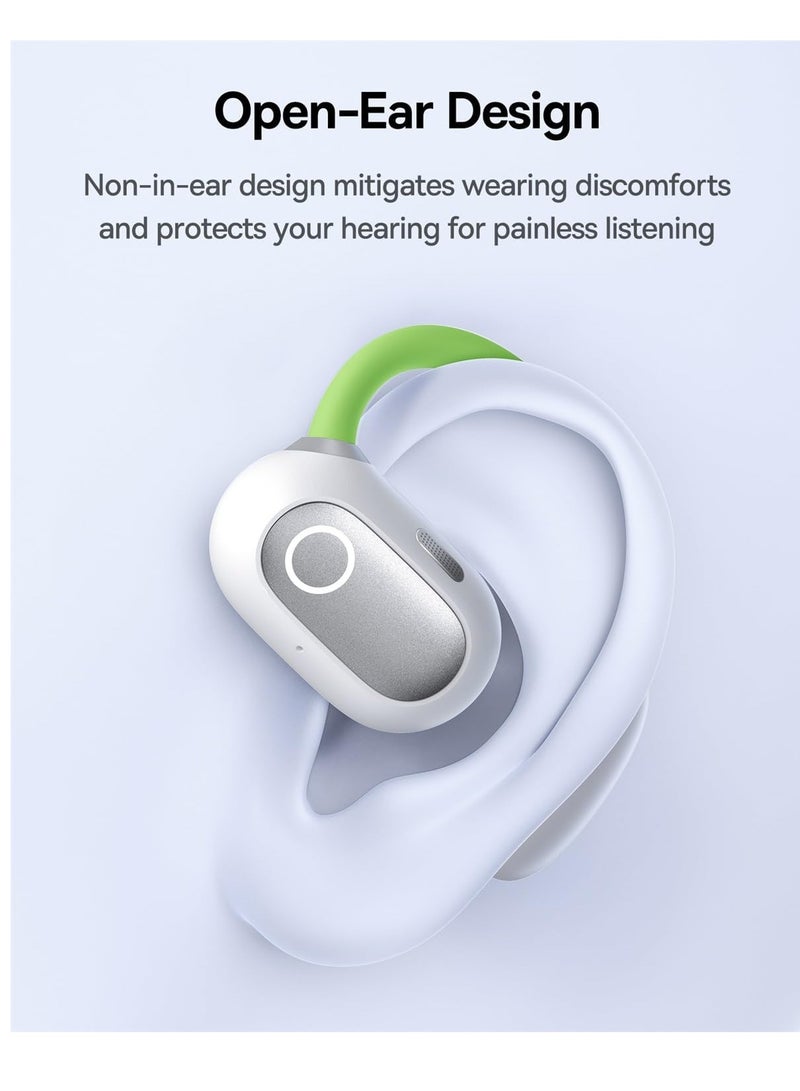 Open Ear Headphones With Directional Acoustics, Punchy Bass, Stable Fit, Ultra-Light Weight, IPX4 Waterproof, ENC Mics, Bluetooth 5.3 Wireless Earbuds For Running, Workout, Gym (Eli Sport 1) Green/White