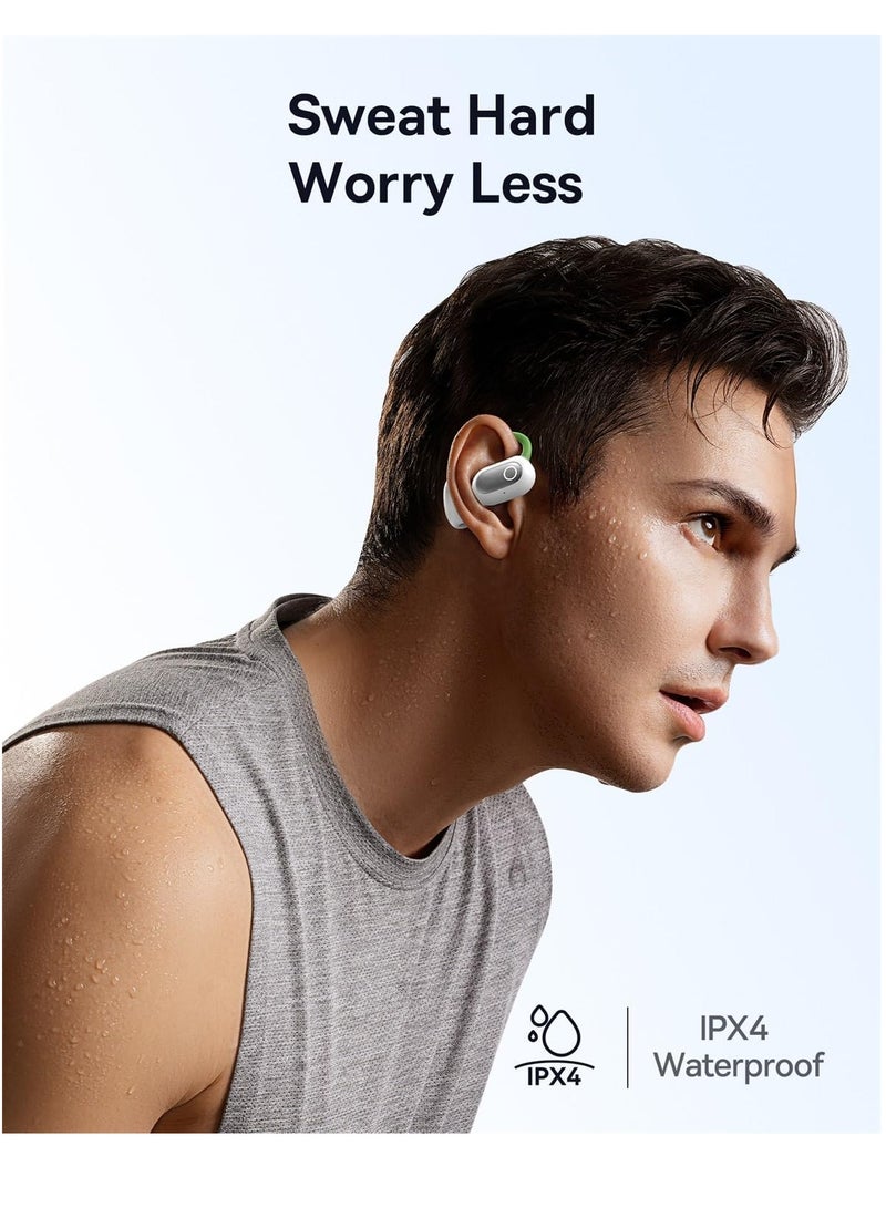 Open Ear Headphones With Directional Acoustics, Punchy Bass, Stable Fit, Ultra-Light Weight, IPX4 Waterproof, ENC Mics, Bluetooth 5.3 Wireless Earbuds For Running, Workout, Gym (Eli Sport 1) Green/White