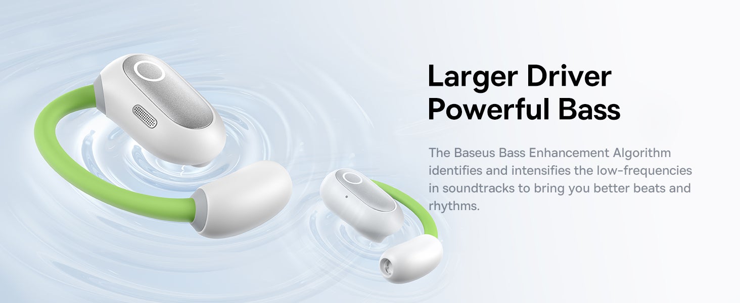 Open Ear Headphones With Directional Acoustics, Punchy Bass, Stable Fit, Ultra-Light Weight, IPX4 Waterproof, ENC Mics, Bluetooth 5.3 Wireless Earbuds For Running, Workout, Gym (Eli Sport 1) Green/White