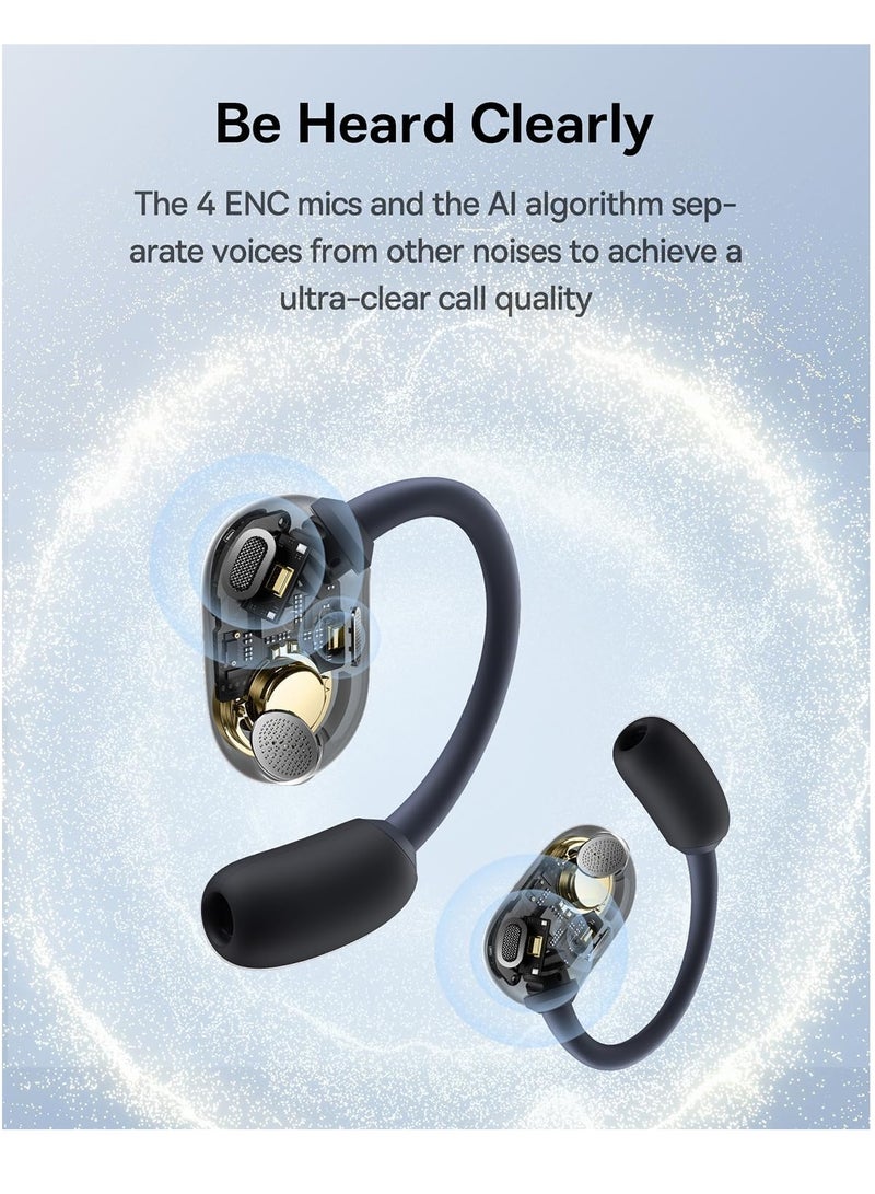 Open Ear Headphones With Directional Acoustics, Punchy Bass, Stable Fit, Ultra-Light Weight, IPX4 Waterproof, ENC Mics, Bluetooth 5.3 Wireless Earbuds For Running, Workout, Gym (Eli Sport 1) Black