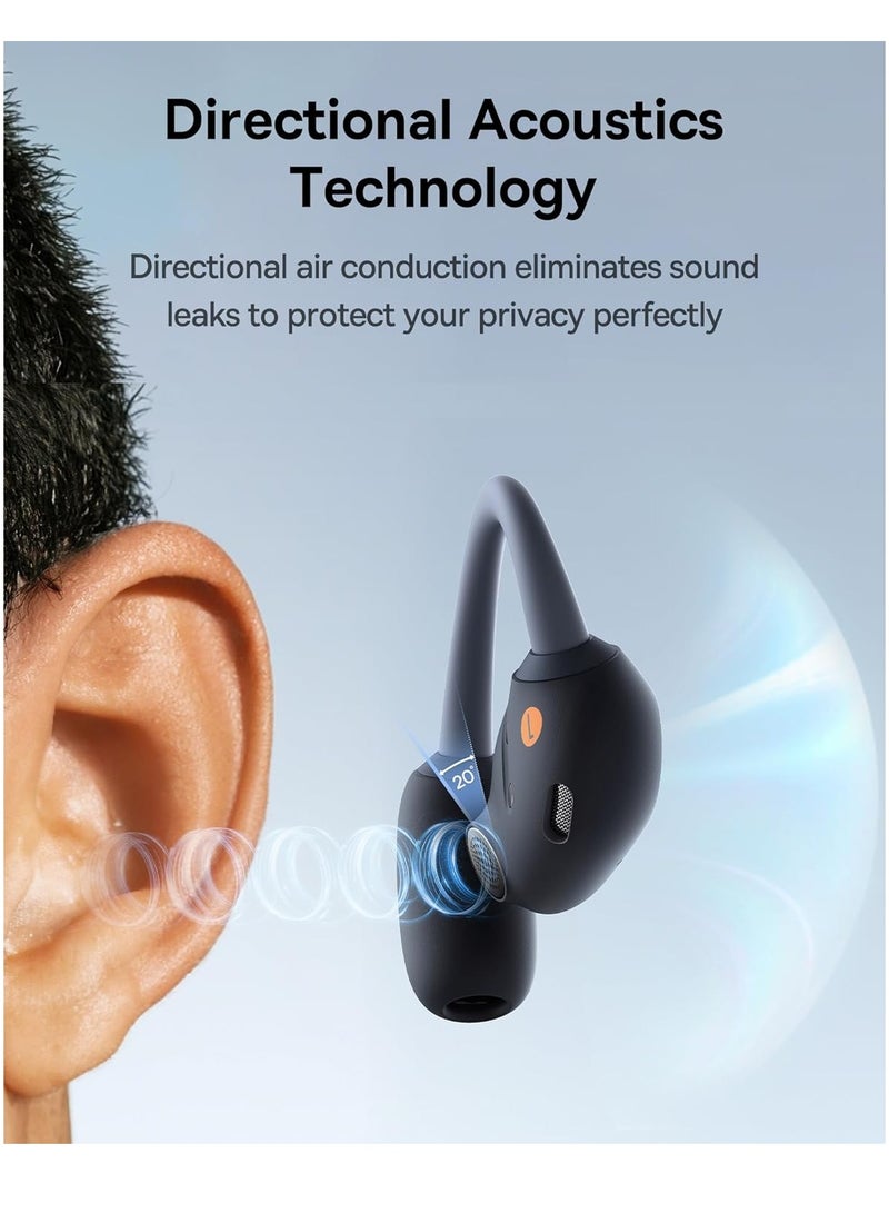 Open Ear Headphones With Directional Acoustics, Punchy Bass, Stable Fit, Ultra-Light Weight, IPX4 Waterproof, ENC Mics, Bluetooth 5.3 Wireless Earbuds For Running, Workout, Gym (Eli Sport 1) Black